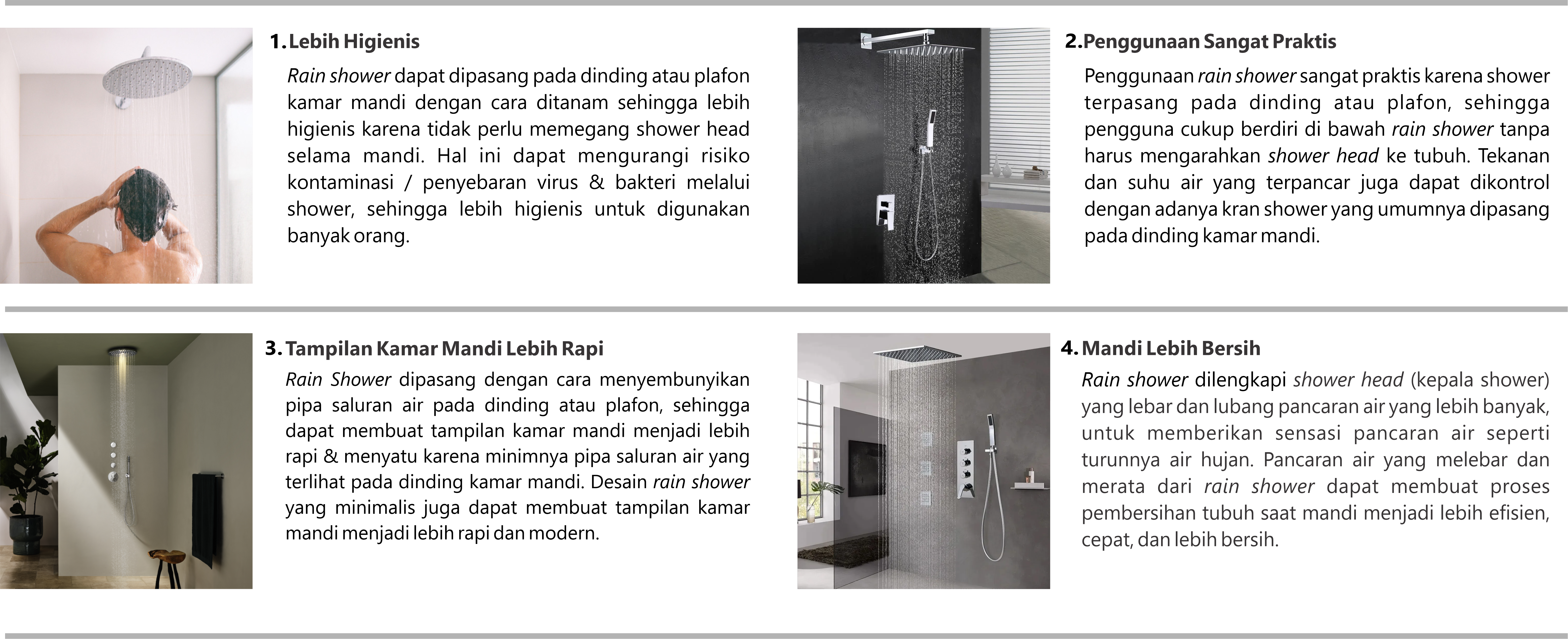 4 Kelebihan rain shower
